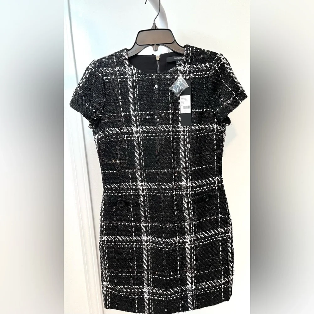 Toccin NWT Annie Plaid Tweed Short-Sleeve Dress - Picture 5 of 9